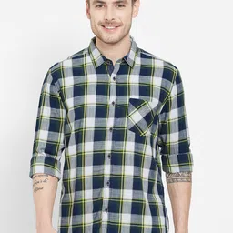 Pepe Jeans Men Navy Blue Checked Casual Cotton Shirt-image-97
