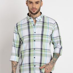 Status Quo Men Slim Fit Tartan Checked Cotton Casual Shirt-image-64