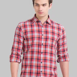 Parx Men Red Slim Fit Tartan Checks Checked Cotton Casual Shirt-image-33