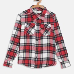 Octave Boys Maroon Tartan Checked Casual Shirt-image-77