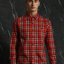 Breakbounce Tartan Checked Regular Fit Cotton Casual Shirt-image-50