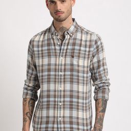 THE BEAR HOUSE Slim Fit Checked Button-Down Collar Casual Pure Cotton Shirt-picture-11