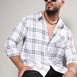Instafab Plus Classic Tartan Checked Cotton Casual Shirt-image-75