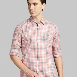 Parx Slim Fit Checked Cotton Casual Shirt-image-29
