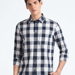Flying Machine Slim Fit Buffalo Checks Pure Cotton Casual Shirt-image-58
