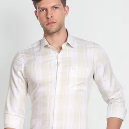 Arrow Men Auto Press Plaid Checks Formal Shirt-image-36