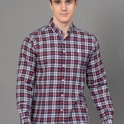 Red Tape Checked Button-Down Collar Casual Shirt-image-15