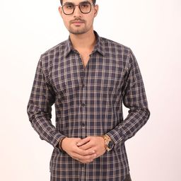 DEZANO Checked Spread Collar Long Sleeves Pure Cotton Casual Shirt-image-25