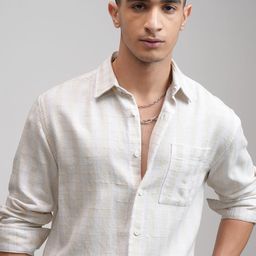 HIGHLANDER Men Spread Collar Tartan Checked Cotton Relaxed Fit Casual Shirt-picture-24