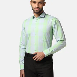 TAHVO India Slim Checked Spread Collar Long Sleeves Cotton Casual Shirt-image-25