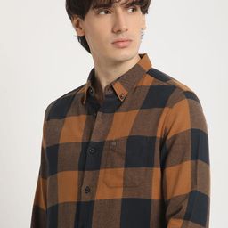 THE BEAR HOUSE Checked Slim Fit Pure Cotton Casual Shit-image-88