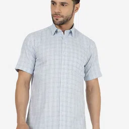 JADE BLUE Slim Fit Checked Cotton Casual Shirt-picture-26