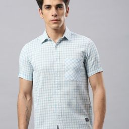 Klub Fox Men Slim Fit Gingham Checks Opaque Checked Casual Shirt-image-42