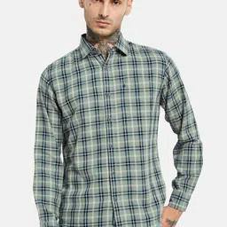 METTLE Spread Collar Tartan Checked Casual Shirt-image-5