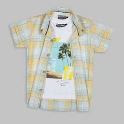 Actuel Boys Tartan Checked Oxford Cotton Casual Shirt With Tshirt-image-42