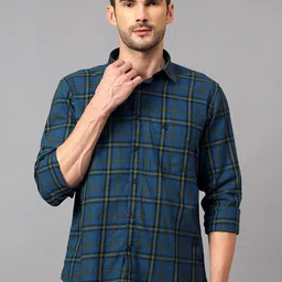 Cantabil Men Comfort Tartan Checks Opaque Checked Casual Shirt-image-41