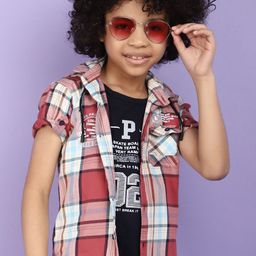 V-Mart Boys Tartan Checks Cotton Checked Casual Shirt-picture-28