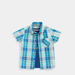 mothercare Boys Tartan Checked Pure Cotton Casual Shirt With T-shirt-picture-42