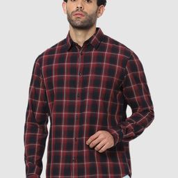 Celio Men Maroon Classic Tartan Checks Casual Shirt-image-33