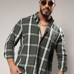 Instafab Plus Classic Tartan Checked Cotton Casual Shirt-image-69