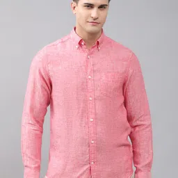 GANT Men Pink Solid Linen Casual Shirt-picture-15