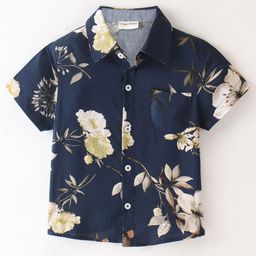 CrayonFlakes Boys Floral Printed Short Sleeves Casual Shirt-32