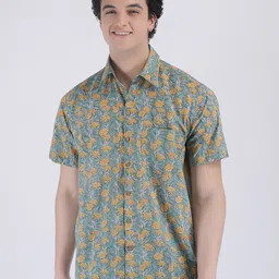 HUE & HIDE Men Modern Floral Opaque Printed Casual Shirt-image-17