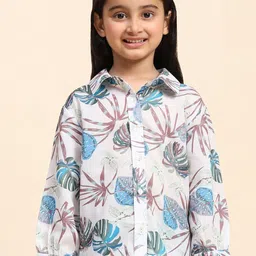 Maaesa Girls Modern Fit Floral Printed Spread Collar Long Sleeves Cotton Casual Shirt-image-29