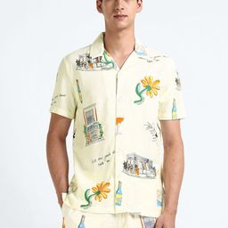 Flying Machine Graphic Printed Cuban Collar Casual Shirt-45