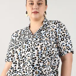 Instafab Plus Women Comfort Animal Opaque Printed Casual Shirt-image-21
