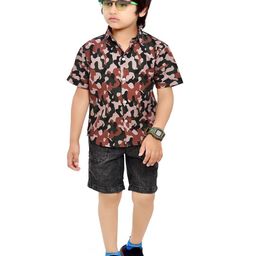 BAESD Boys Comfort Floral Printed Spread Collar Short Sleeves Cotton Casual Shirt-image-60