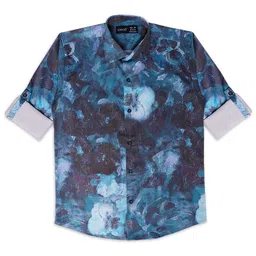 CAVIO Boys Comfort Floral Printed Roll-Up Sleeves Pure Cotton Casual Shirt-image-27