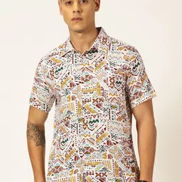 Provogue Men Classic Slim Fit Floral Opaque Printed Casual Shirt-image-45