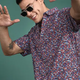 SHOWOFF Men Floral Printed Cotton Standard Slim Fit Casual Shirt-image-85
