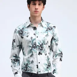 Flying Machine Men Slim Fit Spread Collar Floral Printed Cotton Casual Shirt-image-73