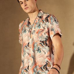 DENNISON Abstract Printed Cuban Collar Smart Oversized Casual Shirt-image-25