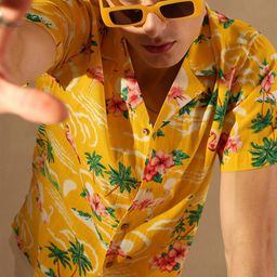 DENNISON Men Lightweight Cotton Block Printed Shirt-image-58