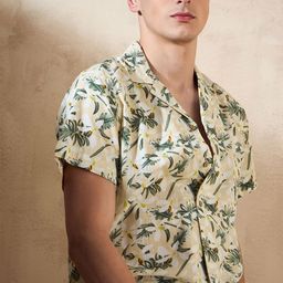 DENNISON Smart Tropical Printed Cotton Oversized Casual Shirt-image-32