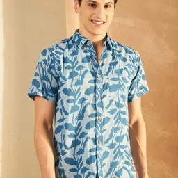 DENNISON Smart Printed Spread Collar Short Sleeves Cotton Lightweight Shirt-picture-10