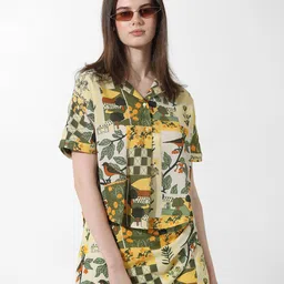 ONLY ONLSUMMER Floral Printed Cuban Collar Pure Cotton Casual Shirt-image-40