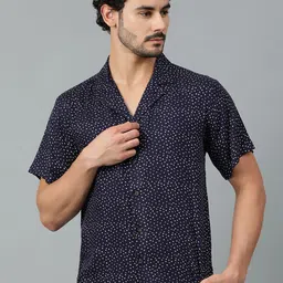 Kotty Men Cuban Collar Micro Ditsy Printed Casual Shirt-image-91