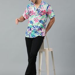 Kotty Men Cuban Collar Floral Printed Casual Shirt-picture-23