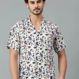 Kotty Men Cuban Collar Abstract Printed Casual Shirt-image-90