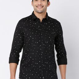 SPYKAR Men Black Classic Slim Fit Printed Casual Cotton Shirt-image-66