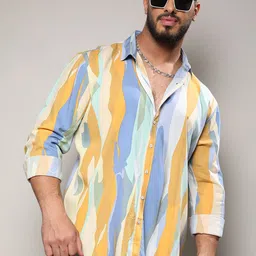 Instafab Plus Size Classic Abstract Printed Casual Shirt-picture-19