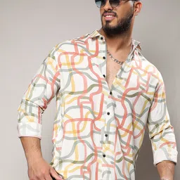 Instafab Plus Classic Abstract Printed Cotton Casual Shirt-image-82