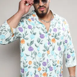 Instafab Plus Size Floral Printed Classic Regular Fit Casual Shirt-image-84