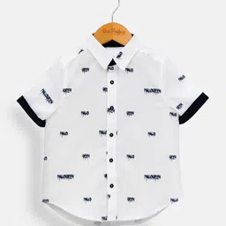 One Friday Boys Off White Relaxed Printed Pure Cotton Casual Shirt-image-50