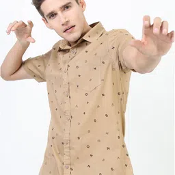 KETCH Men Beige Slim Fit Printed Casual Shirt-image-99