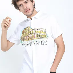KETCH Men White Slim Fit Printed Cotton Casual Shirt-image-49